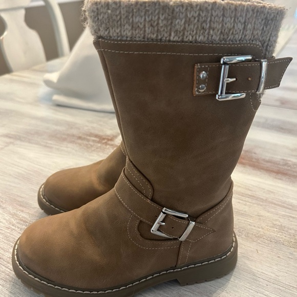 Brown Kids Boots with Buckle Detail - Picture 1 of 3